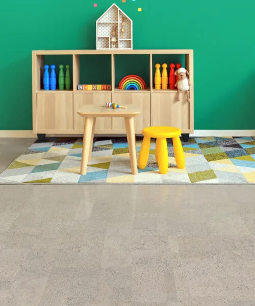 Gray Leather - 1/2" (12mm) - Cork Floating (FGL12) gray leather cork allergy proof flooring for daycare
