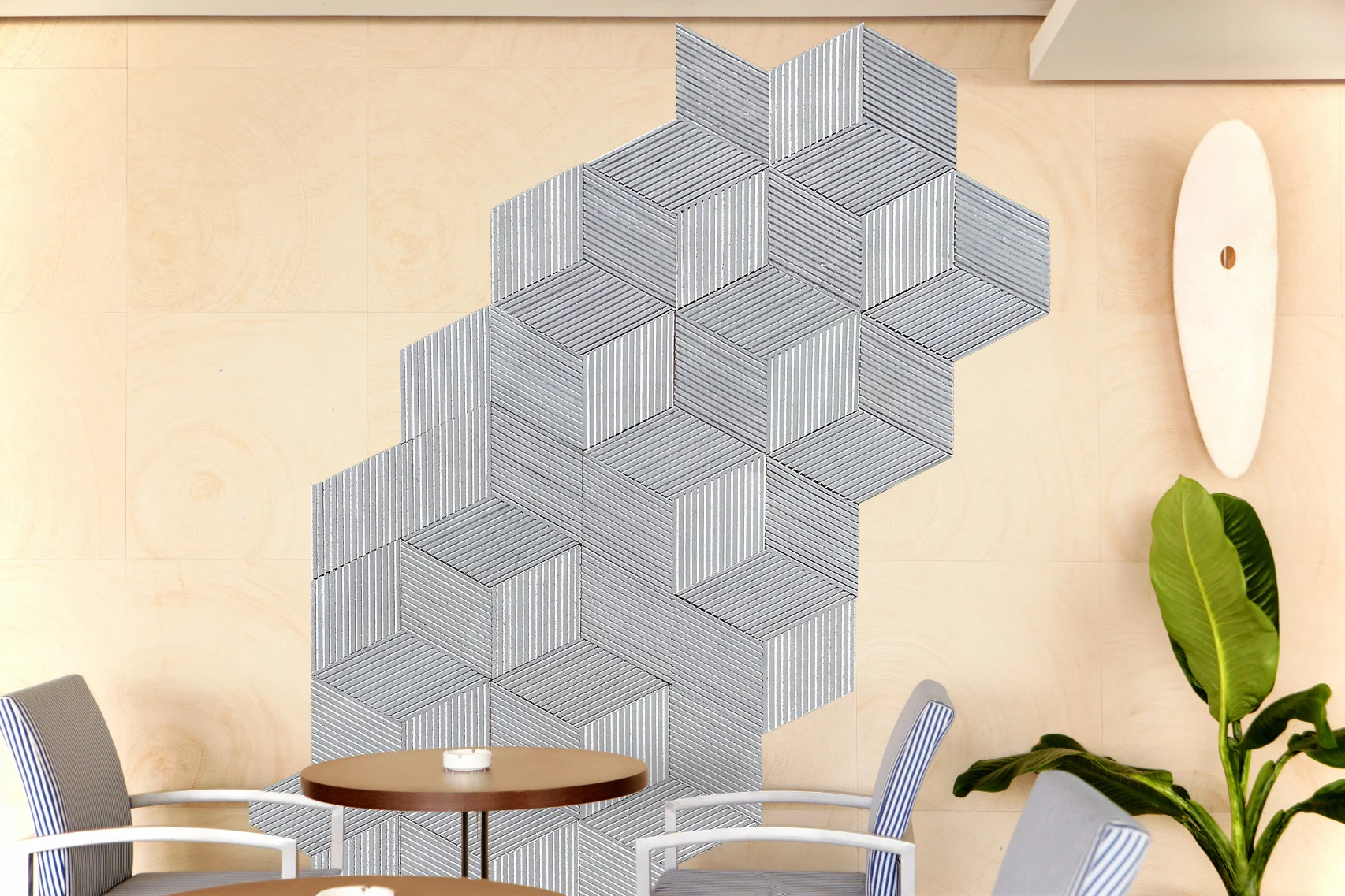 Gray Rigato - 7/16" (11mm) - 3D Cork Wall Panels (WGR11) Gray Rigato – 11mm (7/16″) (3D Panel) - Image 2