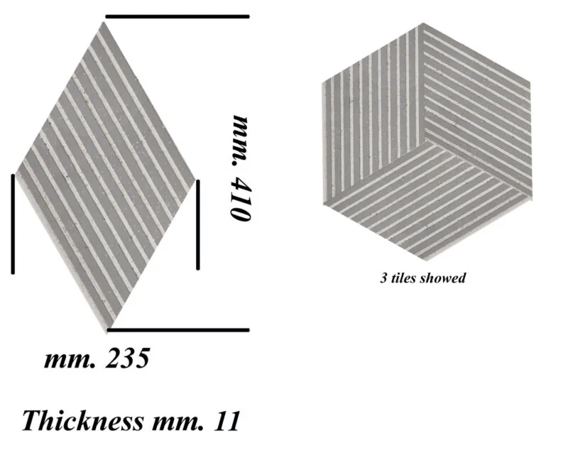 Gray Rigato - 7/16" (11mm) - 3D Cork Wall Panels (WGR11) gray rigato cork wall panel size