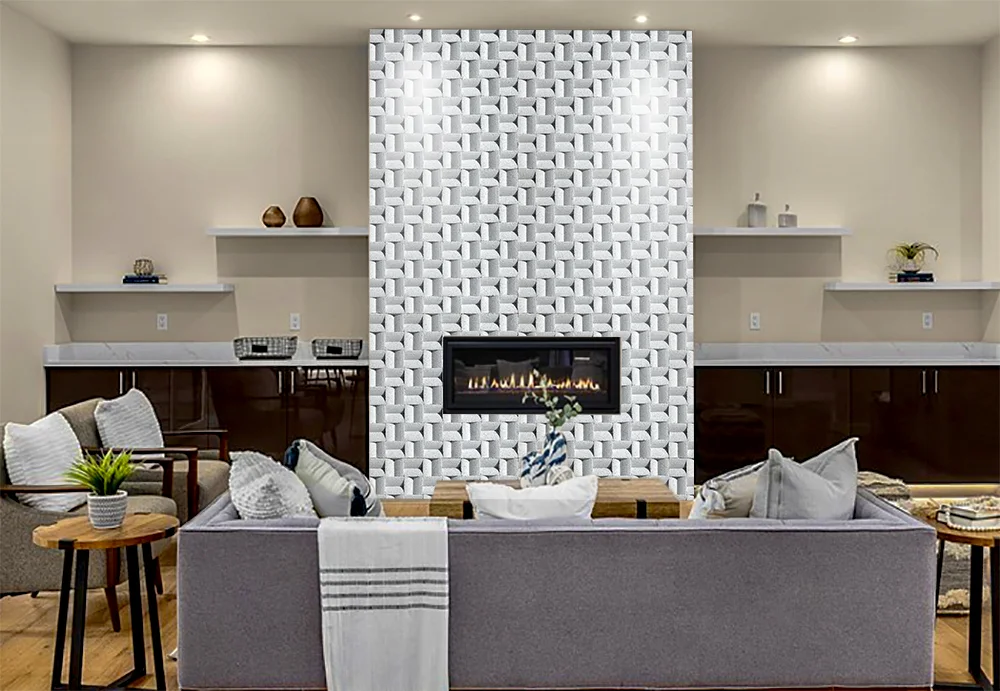 Greece White - 63/64" (25mm) - 3D Cork Wall Panels (WGWh25) Greece White - 63/64” (25mm) 3D Cork Wall Panels (WGWh25) - 3D Cork Wall and Ceiling Panels with MDF flooring detail view