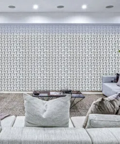 Greece White - 63/64” (25mm) 3D Cork Wall Panels (WGWh25) - 3D Cork Wall and Ceiling Panels with MDF flooring detail view