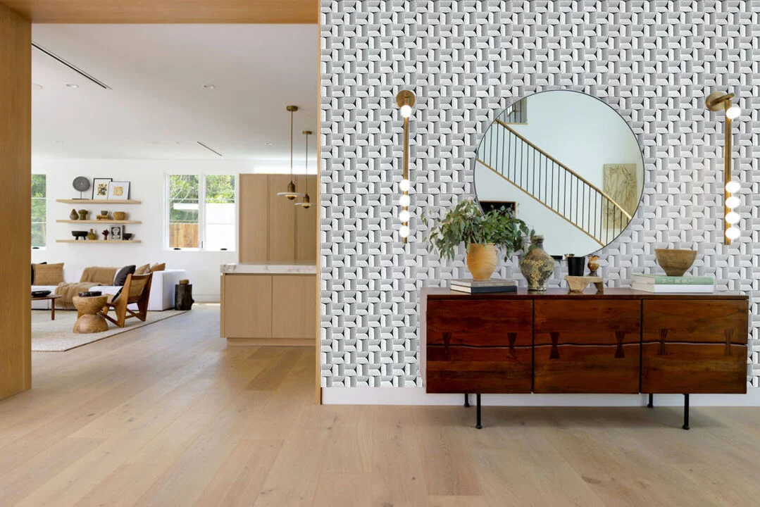 Greece White - 63/64" (25mm) - 3D Cork Wall Panels (WGWh25) Greece White - 63/64” (25mm) 3D Cork Wall Panels (WGWh25) - 3D Cork Wall and Ceiling Panels with MDF flooring detail view