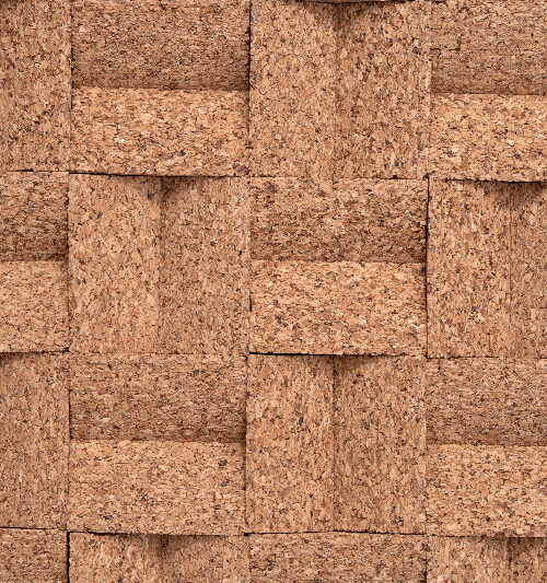 Greece Wood Cubes 3D Acoustic Cork Wall Panels with natural cork texture and geometric cube design for decorative feature walls and sound absorption.