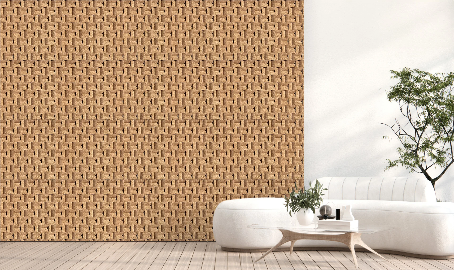 Greece Wood - 63/64" (25mm) - 3D Cork Wall Panels (WGWo25) greece wood cork 3D sound diffusion wall panels
