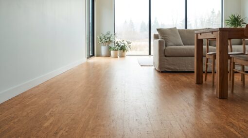 hero premium cork living room - flat flooring and interior image for Cancork homepage