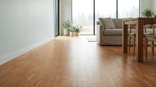 hero premium cork living room - flat flooring and interior image for Cancork homepage
