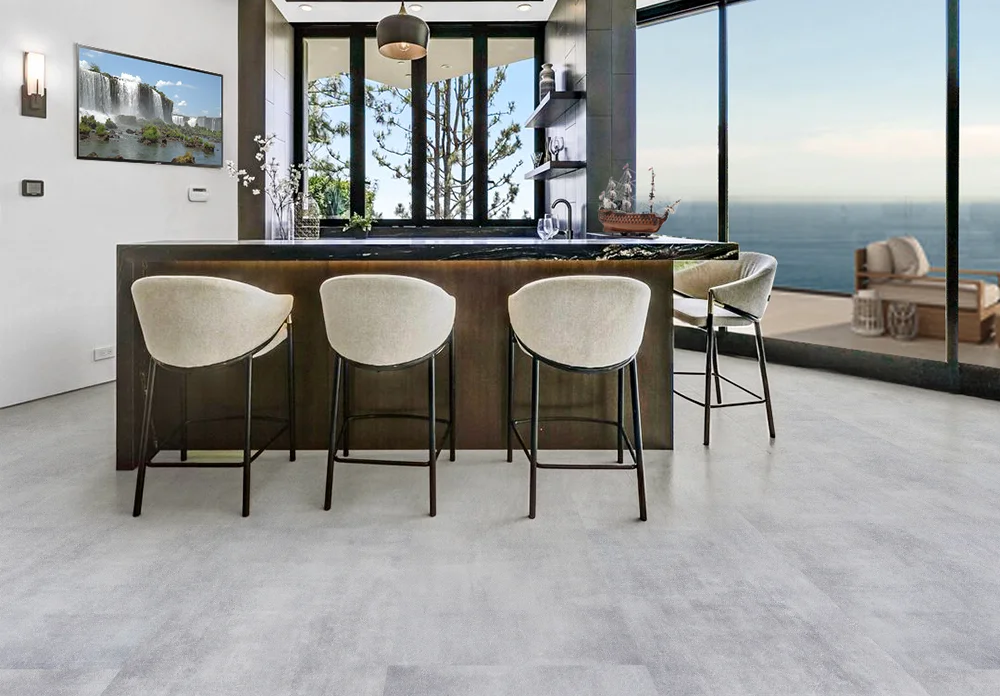 Industrial Grey - 3/8" (9.5mm) - Swiss Real Linoleum Hydrowood Core Waterproof Floating Flooring (NIndG9.5) Industrial Grey – 9.5mm (3/8″) (Swiss Linoleum) - Image 2