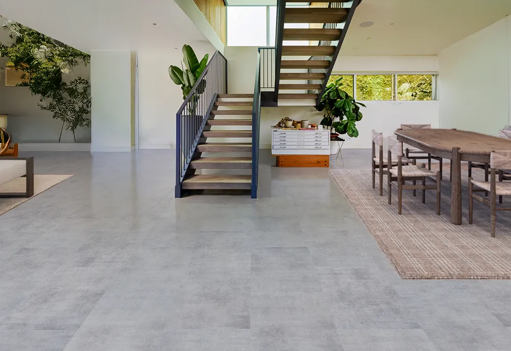 Industrial Grey - 3/8" (9.5mm) - Swiss Real Linoleum Hydrowood Core Waterproof Floating Flooring (NIndG9.5) Industrial Grey – 9.5mm (3/8″) (Swiss Linoleum) - Image 4