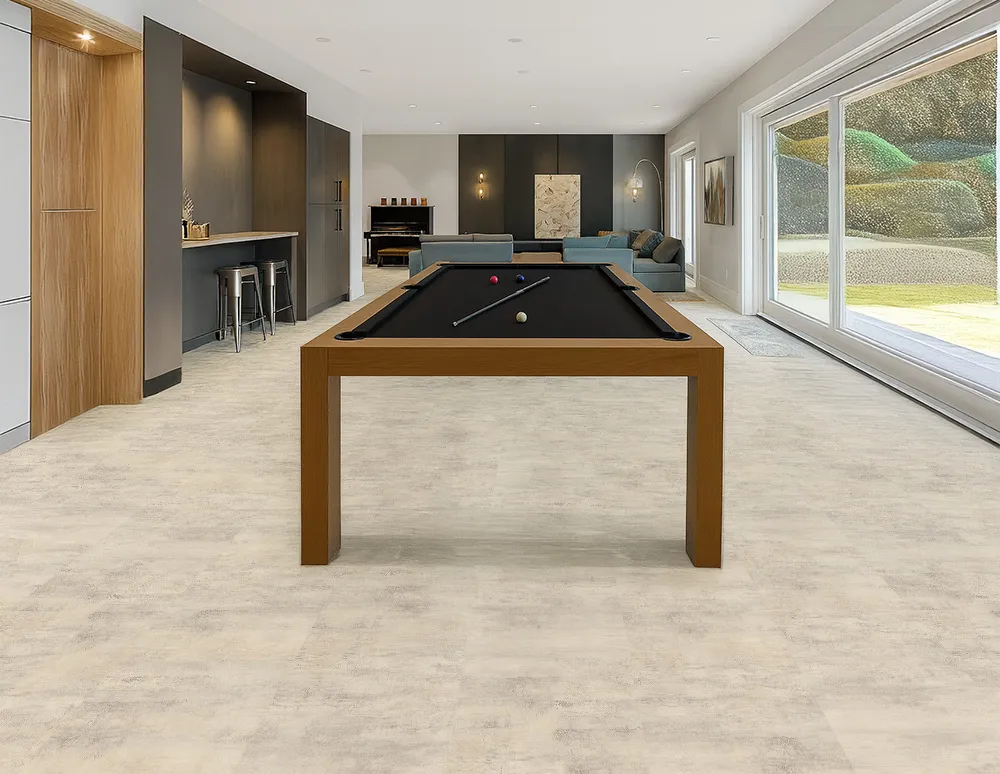 Ivory Concrete - 3/8" (9.5mm) - Swiss Real Linoleum Hydrowood Core Waterproof Floating Flooring (NICon9.5) Ivory Concrete – 9.5mm (3/8″) (Swiss Linoleum) - Image 2