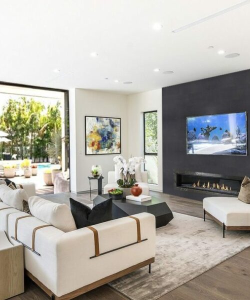jet black cork wall tiles living room accent wall ideas