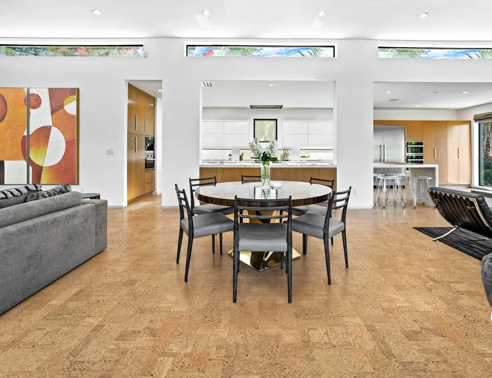 Leather - 1/4" (6mm) - Cork Glue Down Tile (GLe6) leather cork sustainable interior design wood flooring