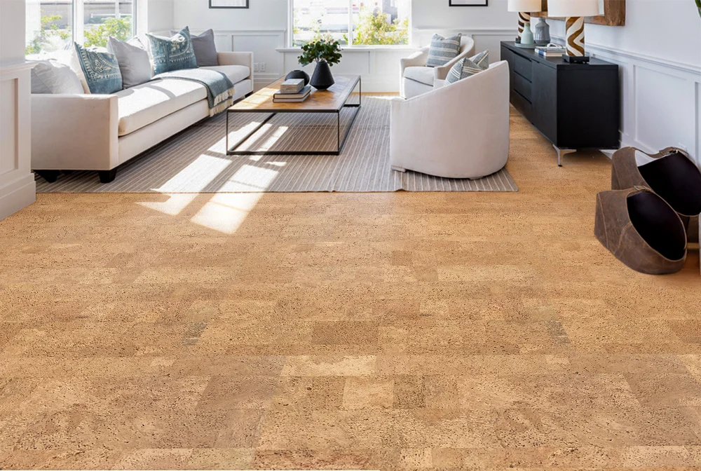 Leather - 1/4" (6mm) - Cork Glue Down Tile (GLe6) Leather - 1/2" (12mm) - Cork Floating (FLe12) - Natural Cork Floating flooring product image