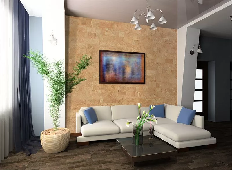 Leather - 1/4" (6mm) - Cork Glue Down Tile (GLe6) leather forna wall cork tiles luxury modern bedroom suite in hotel