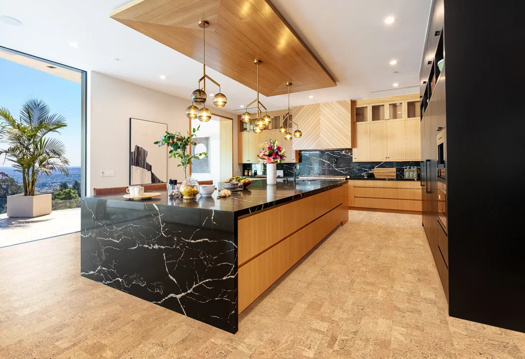 Leather - 1/4" (6mm) - Cork Glue Down Tile (GLe6) leather water-resistant comfort kitchen flooring options