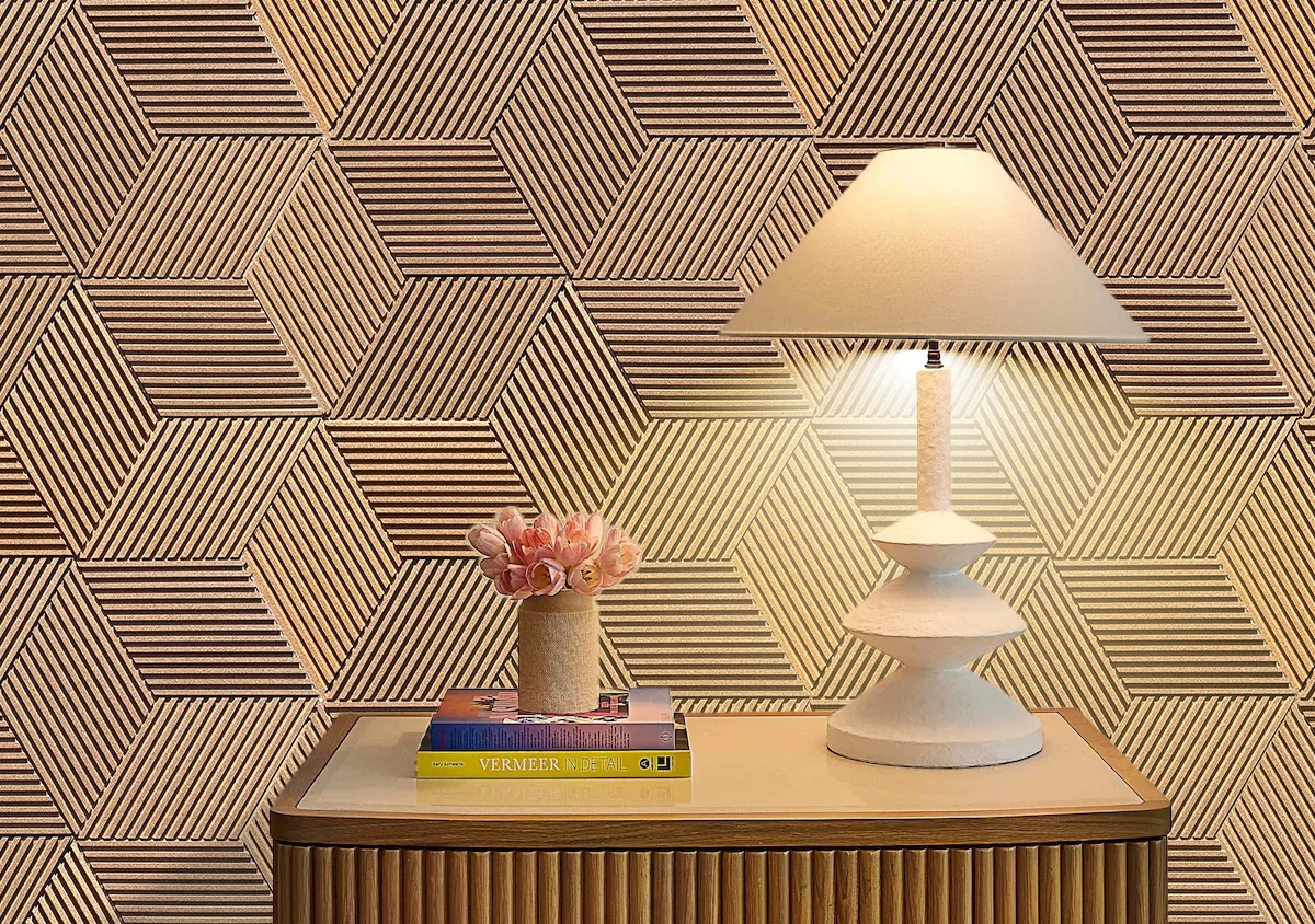 Linear Wood Natural - 25/64" (10mm) – 3D Acoustic Cork Wall Panels (WLWoN10) Linear Wood Natural – 10mm (25/64″) (3D Panel)