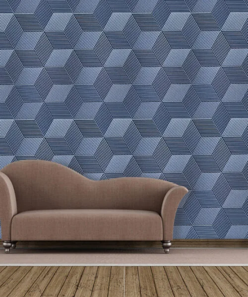 Linear Wood Deep Blue - 25/64" (10mm) – 3D Acoustic Cork Wall Panels (WLWoBl10) Linear Wood Deep Blue – 10mm (25/64″) (3D Panel)