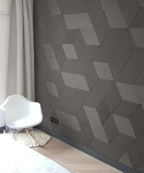 Linear Wood Grey - 25/64" (10mm) – 3D Acoustic Cork Wall Panels (WLWoG10) Linear Wood Grey – 10mm (25/64″) (3D Panel) - Image 3