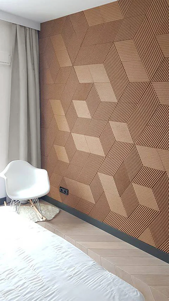 Linear Wood Natural - 25/64" (10mm) – 3D Acoustic Cork Wall Panels (WLWoN10) Linear Wood Natural – 10mm (25/64″) (3D Panel) - Image 5