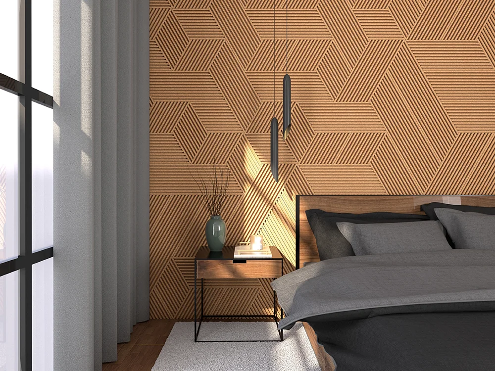 Linear Wood Natural - 25/64" (10mm) – 3D Acoustic Cork Wall Panels (WLWoN10) Linear Wood Natural – 10mm (25/64″) (3D Panel) - Image 6