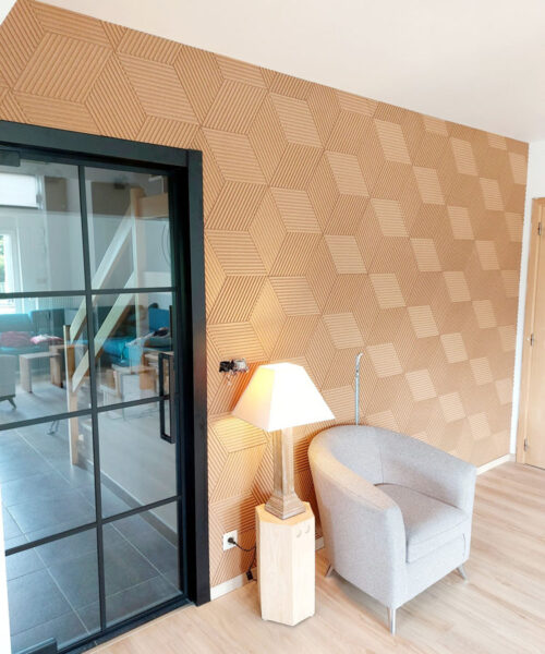 Linear Wood Natural - 25/64" (10mm) – 3D Acoustic Cork Wall Panels (WLWoN10) Linear Wood Natural – 10mm (25/64″) (3D Panel) - Image 12