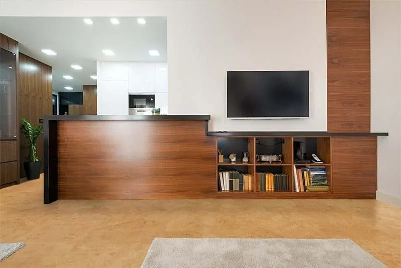 Best Basement Flooring - Floating Cork Floor logan cork floors wooden counter modern new office interior