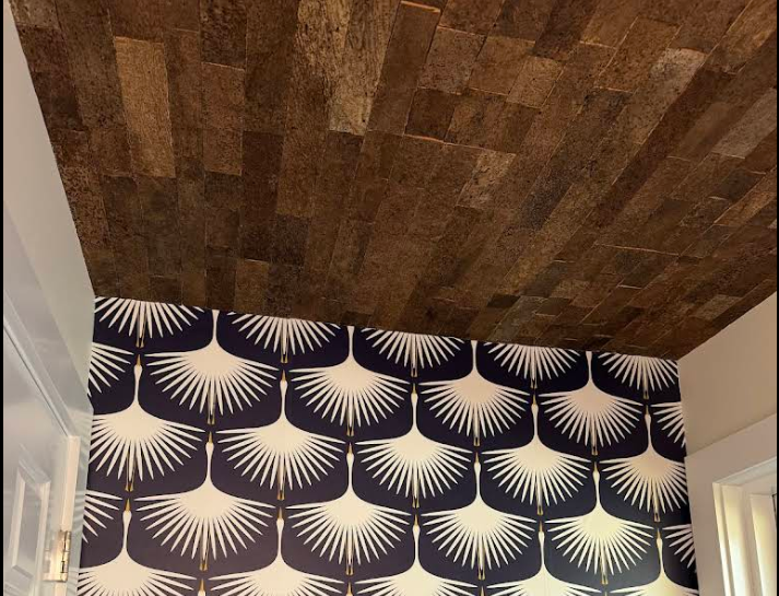 Google review photo from Meredith Johnson showing Richwood cork tiles installed on a ceiling