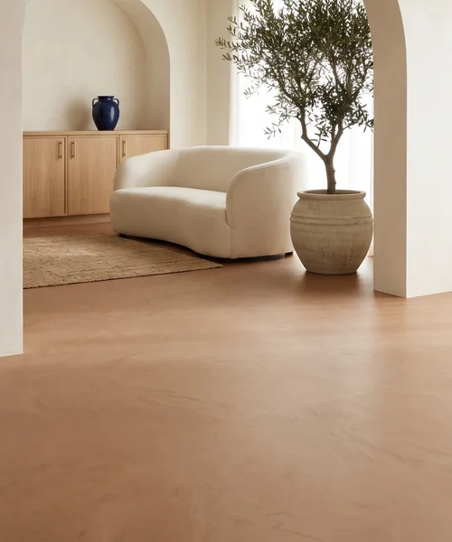 Stylish entryway with Nordic Oak Real Linoleum Floating Flooring, warm oak wood tones, tall windows, and architectural wood beams for a modern luxury look.