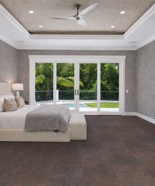 onxy swiss cork flooring bedroom dark black colour