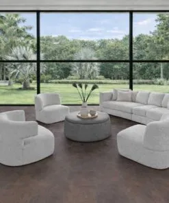 Onyx - 7/16" (11mm) - Swiss Real Cork Floating (FOX11) Contemporary living room design featuring Onxy Swiss cork flooring and minimalist furniture.