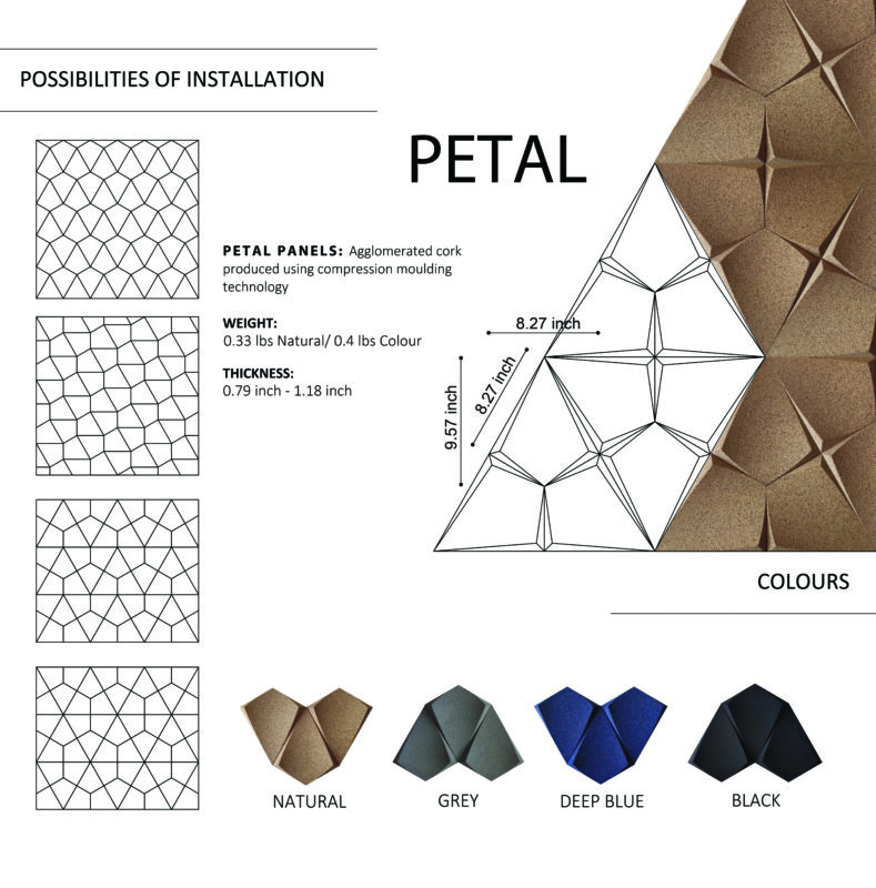 petal 3d acoustic cork decorative wall panels