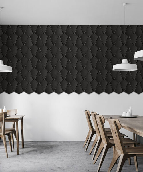 Petal Black - 1 3/16" (30mm) – 3D Acoustic Cork Wall Panels (WPBk30) Petal Black – 1 – 30mm (1 3/16″) (3D Panel) - Image 4