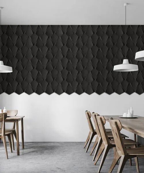 Petal Black - 1 3/16" (30mm) – 3D Acoustic Cork Wall Panels (WPBk30) Petal Black – 1 – 30mm (1 3/16″) (3D Panel) - Image 4