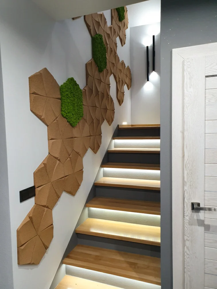 Petal Natural - 1 3/16" (30mm) – 3D Acoustic Cork Wall Panels (WPN30) Petal Natural – 1 – 30mm (1 3/16″) (3D Panel) - Image 5