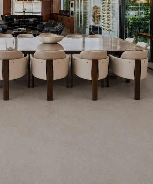 Porto Mist - 7/16" (11mm) - Swiss Real Cork Floating (FPM11) Open-concept living space with Porto Mist cork flooring creating a warm and modern interior