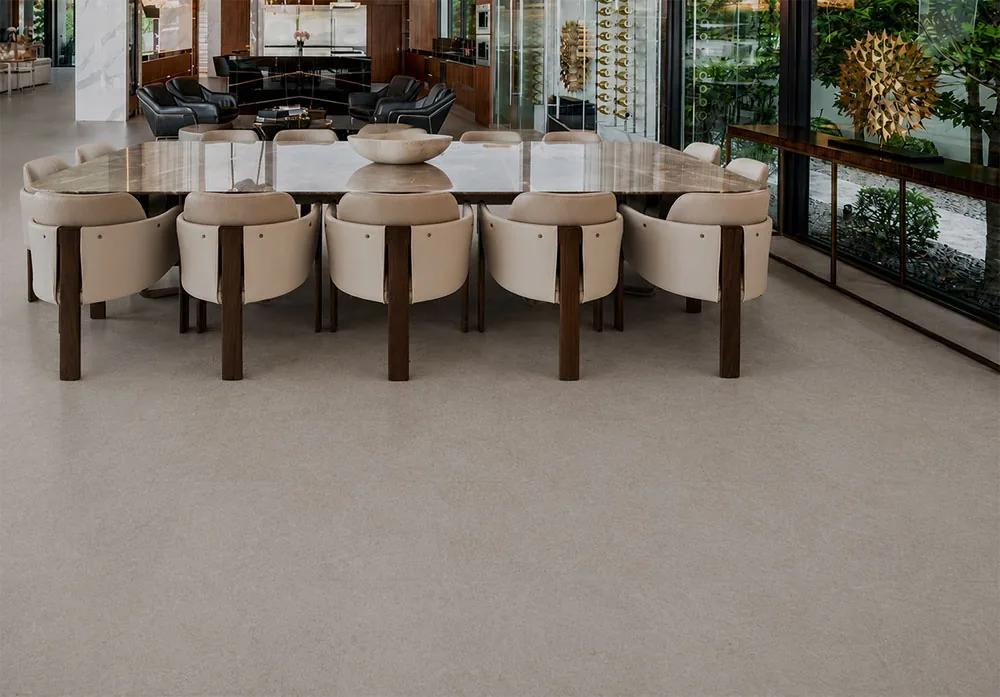 Porto Mist - 7/16" (11mm) - Swiss Real Cork Floating (FPM11) Open-concept living space with Porto Mist cork flooring creating a warm and modern interior