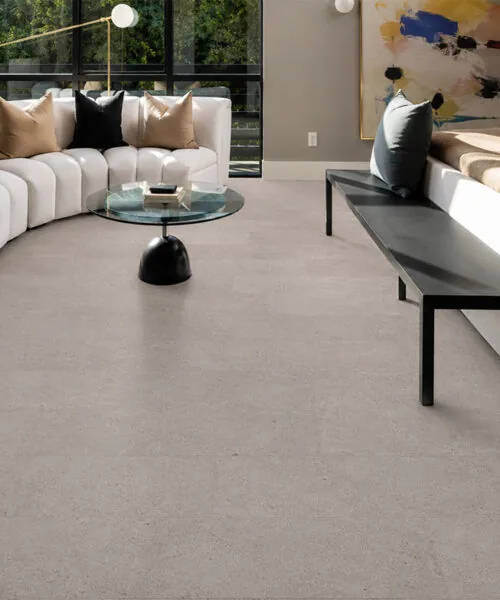 Porto Mist - 7/16" (11mm) - Swiss Real Cork Floating (FPM11) Elegant bedroom featuring Porto Mist cork flooring that adds warmth and comfort underfoot