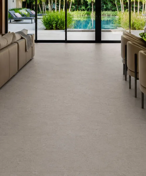 Porto Mist - 7/16" (11mm) - Swiss Real Cork Floating (FPM11) Contemporary kitchen featuring Porto Mist cork flooring with a durable natural cork surface
