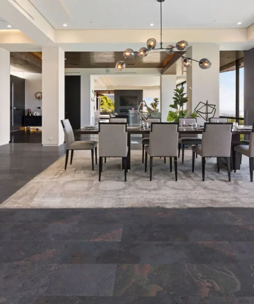 Rainbow Slate Real Stone Flooring – Spacious Modern Interior