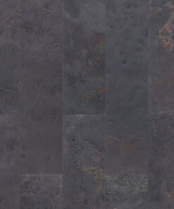 Rainbow Slate Real Stone Flooring – Dark Stone Accent Wall with Fireplace in Modern Living Room