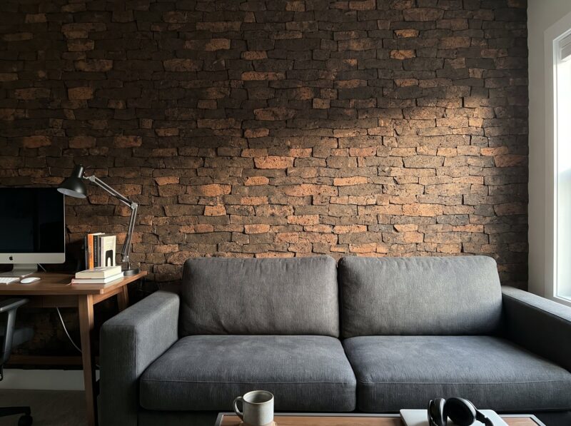 review stacked stone wall tile - flat flooring and interior image for Cancork homepage