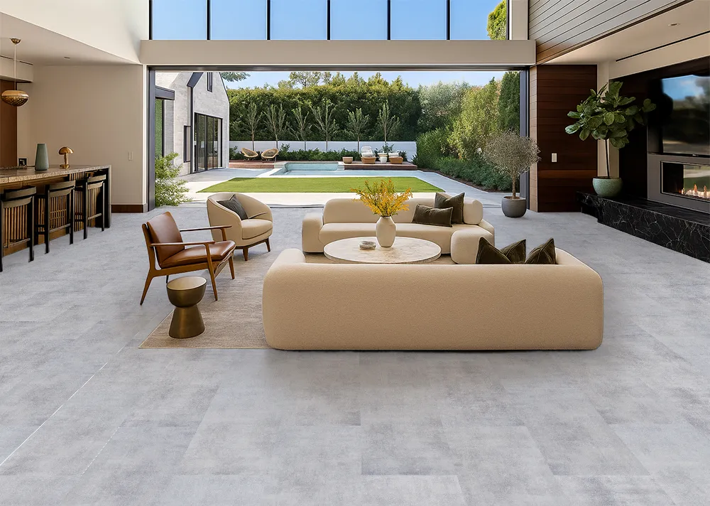 Industrial Grey - 3/8" (9.5mm) - Swiss Real Linoleum Hydrowood Core Waterproof Floating Flooring (NIndG9.5) Industrial Grey – 9.5mm (3/8″) (Swiss Linoleum) - Image 6