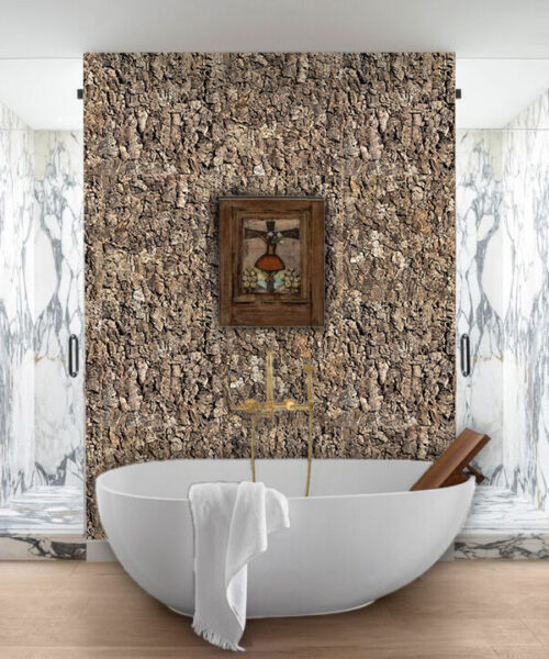 Roccia HDF - 1 7/64"(28mm) - Cork Wall Panels (WRocc28) Roccia HDF - 28mm - Cork Wall Panels (WRocc28) - 3D Cork Wall and Ceiling Panels with MDF flooring detail view