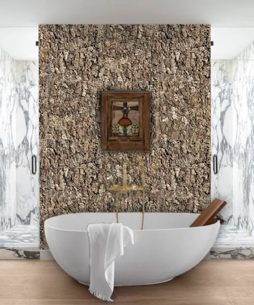Roccia HDF - 1 7/64"(28mm) - Cork Wall Panels (WRocc28) Roccia HDF - 28mm - Cork Wall Panels (WRocc28) - 3D Cork Wall and Ceiling Panels with MDF flooring detail view