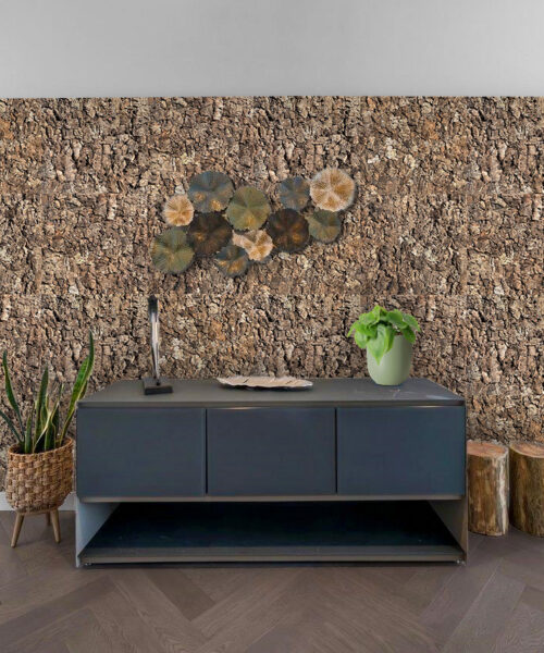 Roccia HDF - 1 7/64"(28mm) - Cork Wall Panels (WRocc28) Roccia HDF - 28mm - Cork Wall Panels (WRocc28) - 3D Cork Wall and Ceiling Panels with MDF flooring detail view
