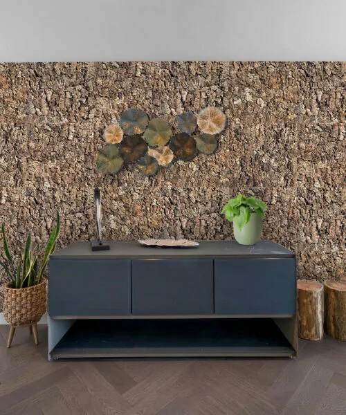 Roccia HDF - 1 7/64"(28mm) - Cork Wall Panels (WRocc28) Roccia HDF - 28mm - Cork Wall Panels (WRocc28) - 3D Cork Wall and Ceiling Panels with MDF flooring detail view