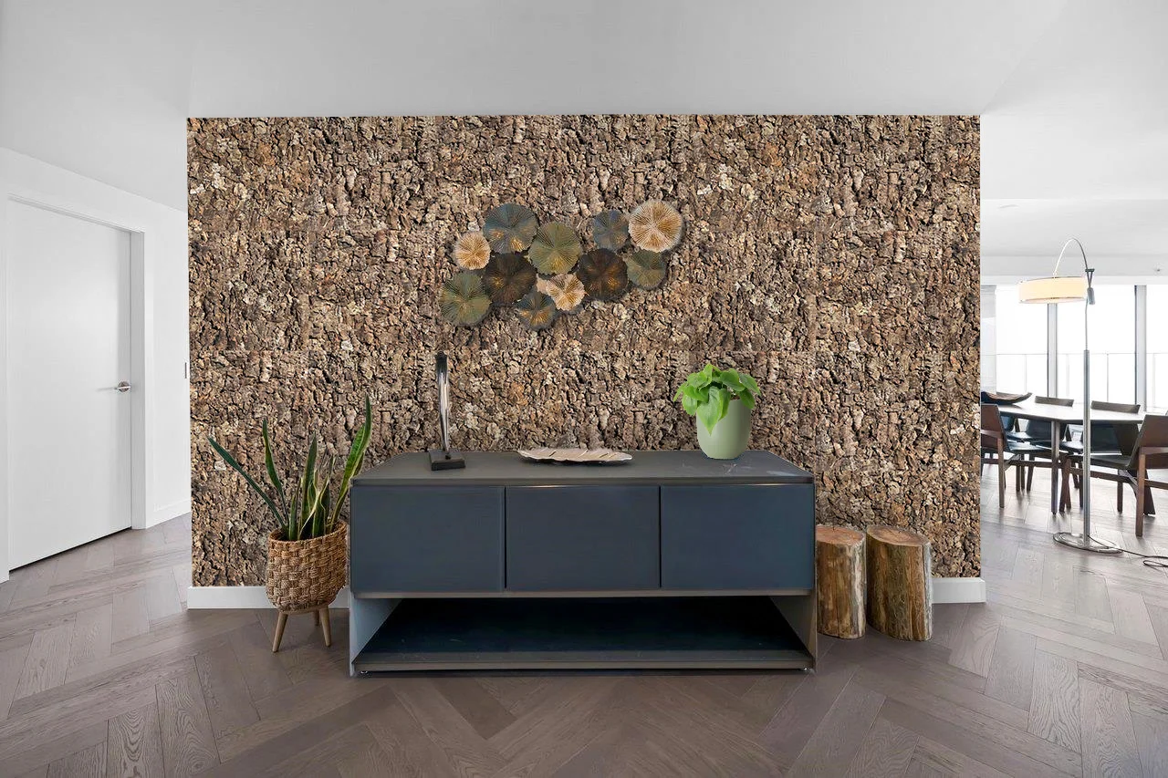 Roccia HDF - 1 7/64"(28mm) - Cork Wall Panels (WRocc28) Roccia HDF - 28mm - Cork Wall Panels (WRocc28) - 3D Cork Wall and Ceiling Panels with MDF flooring detail view