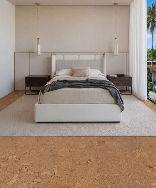 Spacious open-concept home showcasing Salami natural cork flooring throughout the main living area.