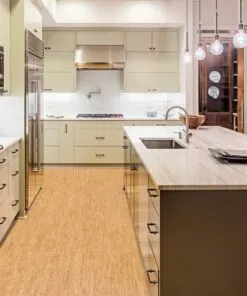 Silver Birch - 1/2" (12mm) - Cork Floating (FSB12) silver birch cork floor kitchen modern island cabinets