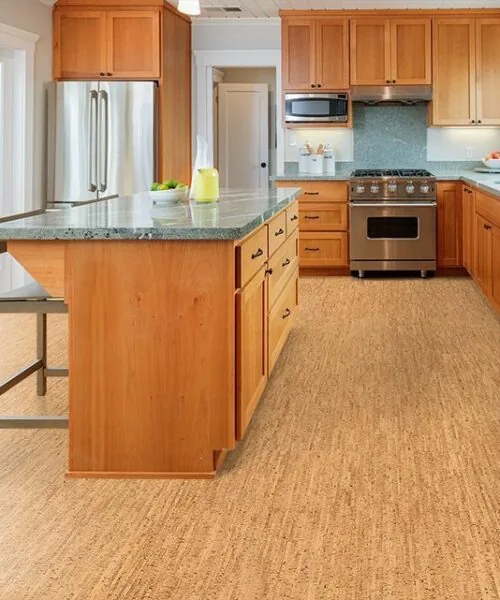 Silver Birch - 5/16" (8mm) - Cork Glue Down Tile (GSB8) silver birch forna cork floor custom designed wooden kitchen with gorgeous granite counter