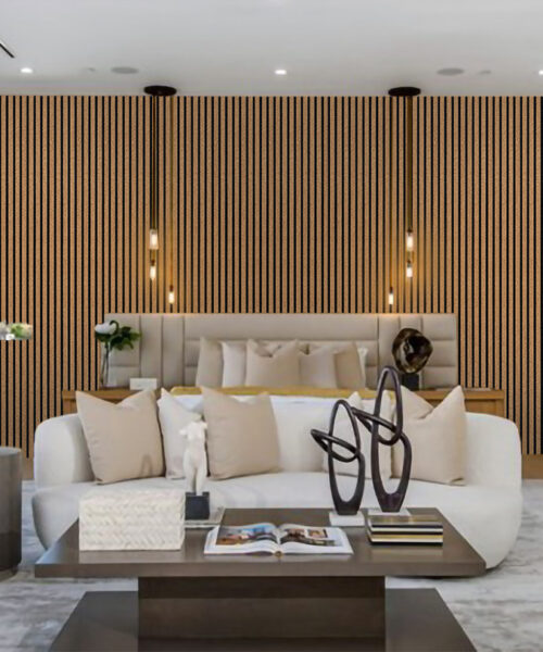 slat dark natural 3D acoustic soundproofing wall panels